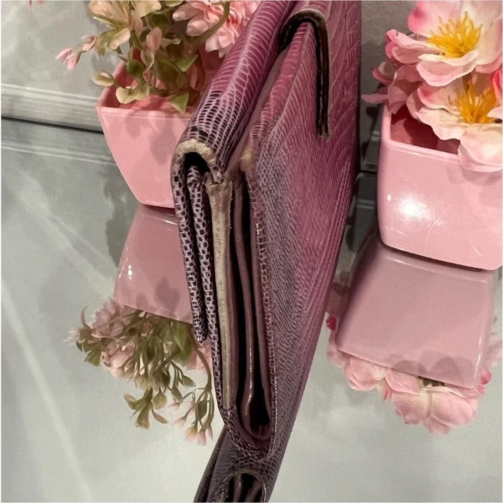 Salvatore Ferragamo Pink Lizard Skin Wallet